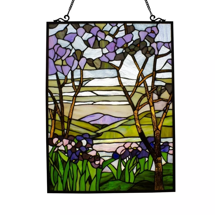 Chloe Lighting Chloe Lighting Valley Tiffany-Style Rectangular Floral Window Panel 24 Inch Height