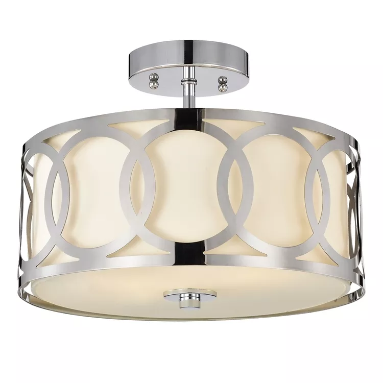 Chloe Lighting Chrome Semi-Flush Ceiling Light 2-Light Transitional Fixture