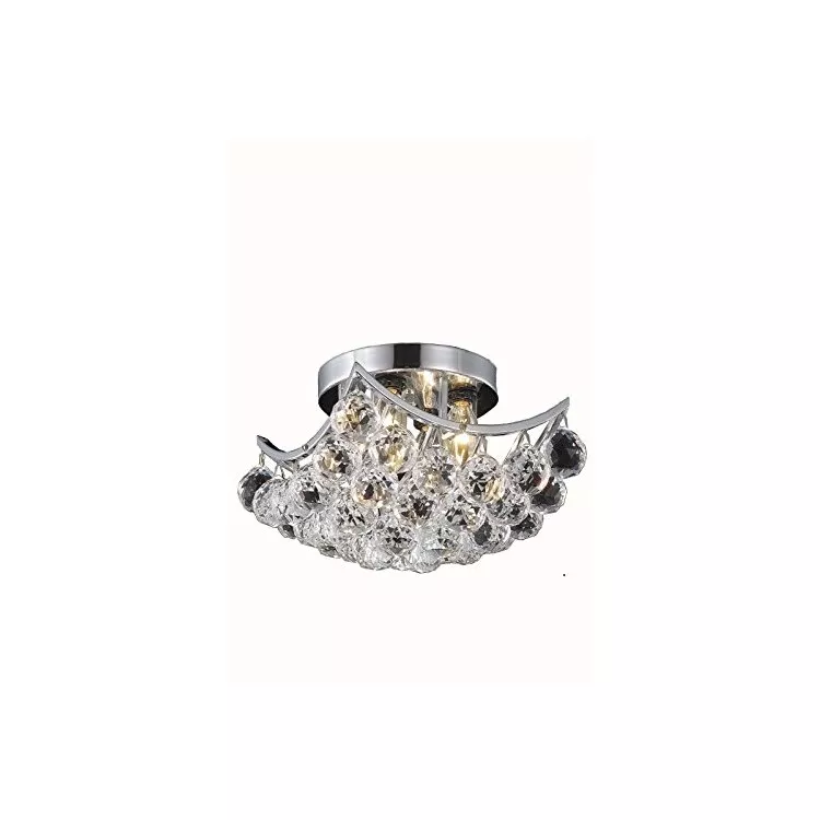 Chrome Flush Mount Clear Crystal 4 Light Lighting Fixture