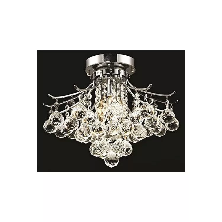 Chrome Flush Mount Clear Royal Cut Crystal Light Fixture