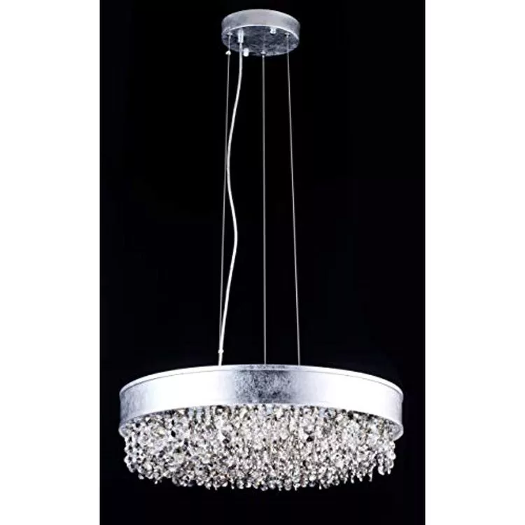 Chrome Silver Leaf Round Frame Lighting - Bethel