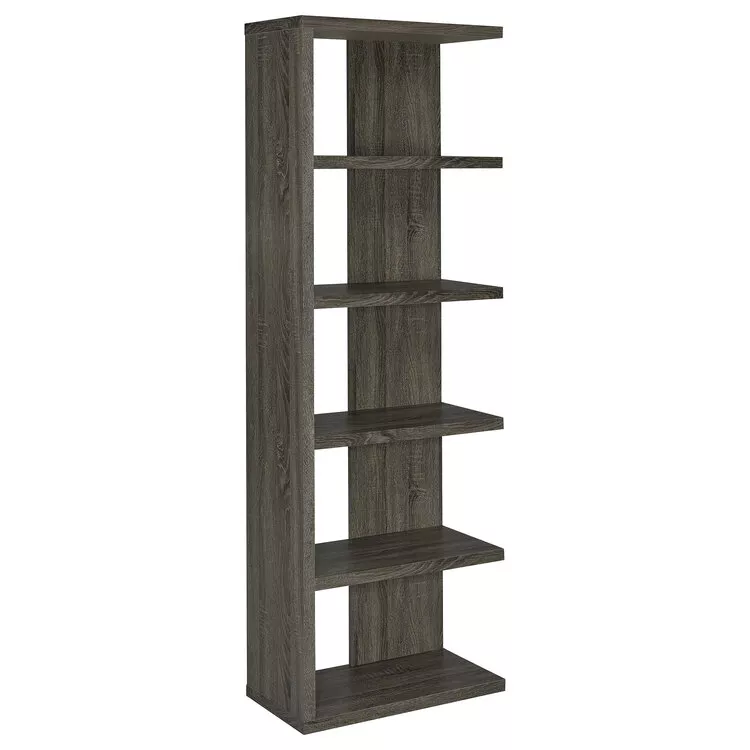 Coaster 5-Tier Semi-Backless Bookcase Weathered Grey