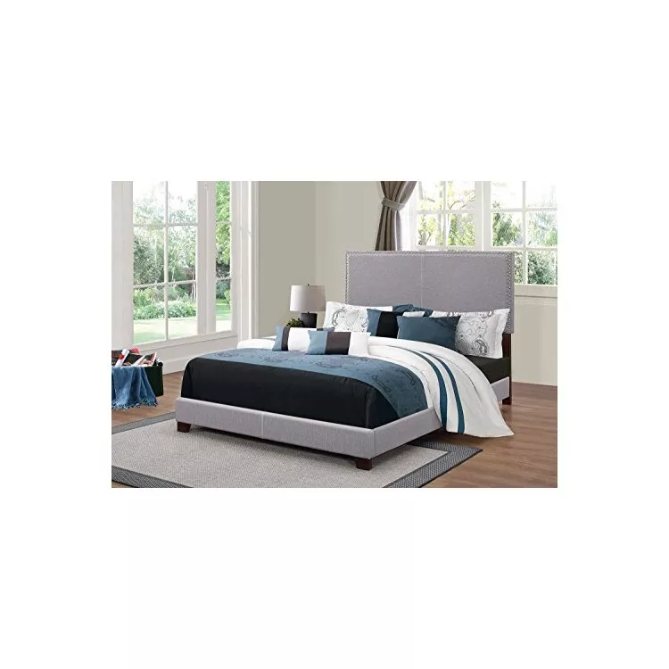 Coaster Boyd Upholstered Queen Bed with Nailhead Trim Grey