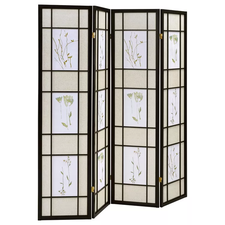 Coaster Catabella 4-panel Floral Print Folding Screen Multi-color