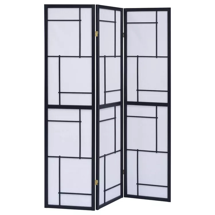 Coaster Damis 3-panel Folding Floor Screen Black and White