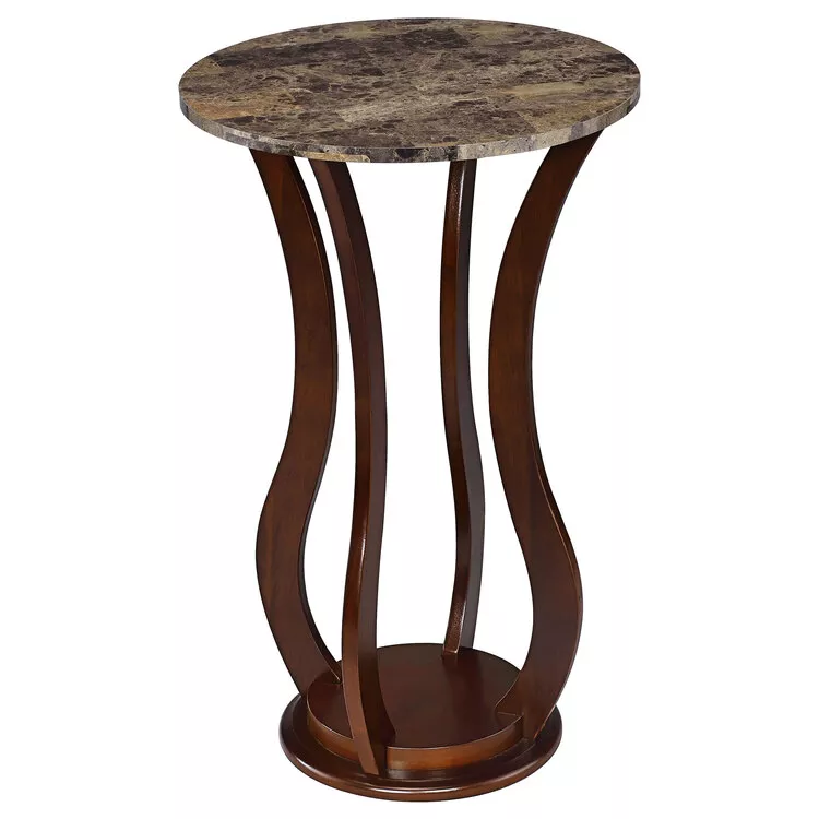 Coaster Elton Round Marble Top Accent Table Brown