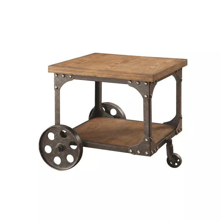 Coaster End Table with Casters Rustic Brown