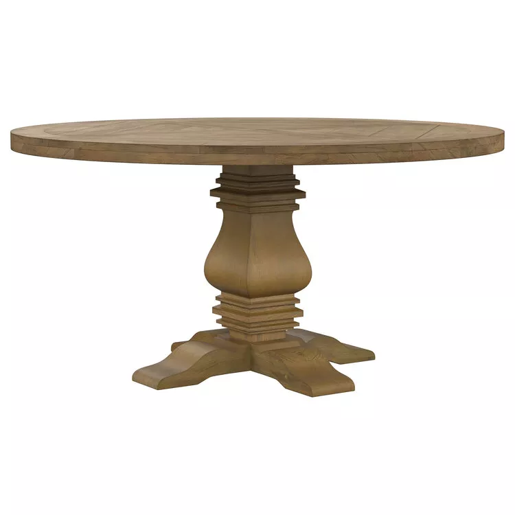 Coaster Florence Round Pedestal Dining Table Rustic Smoke