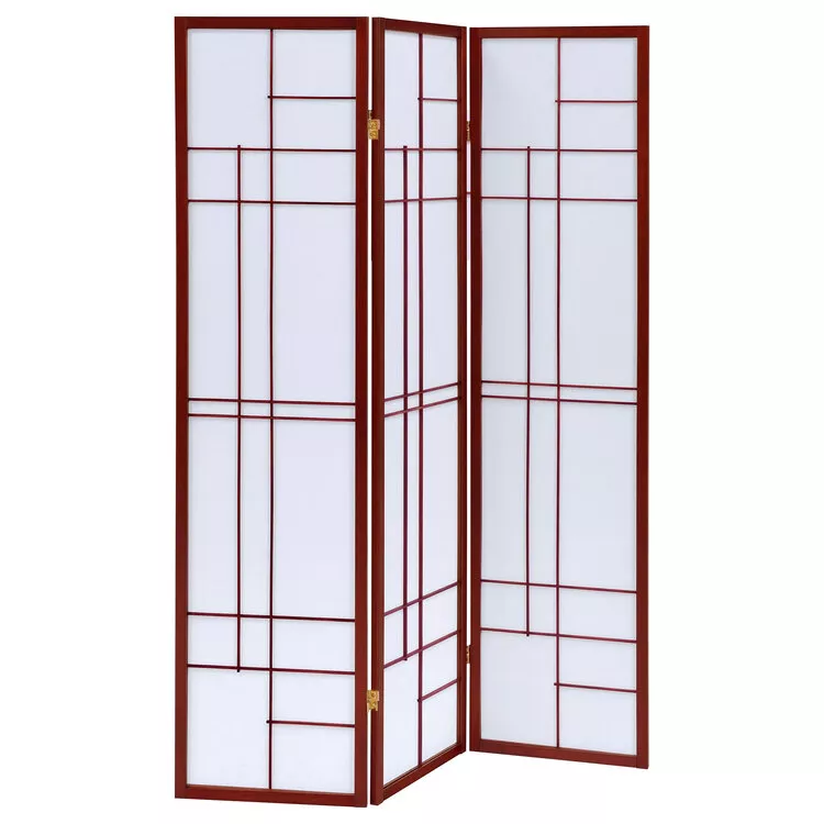 Coaster Katerina 3-panel Folding Floor Screen White and Cherry