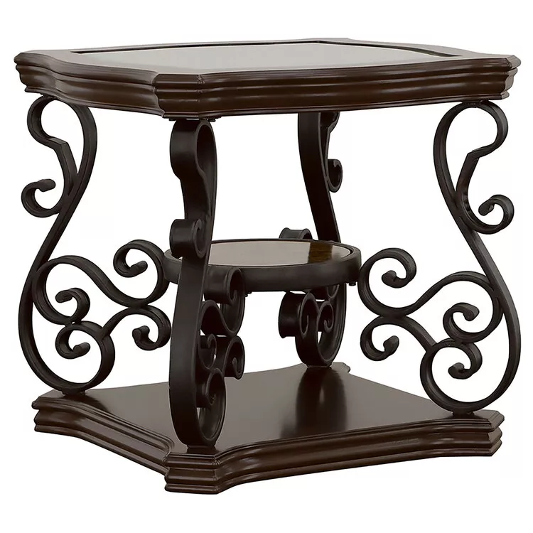 Coaster Laney End Table Deep Merlot and Clear