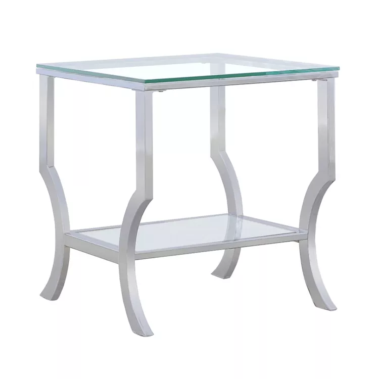 Coaster Saide Square End Table with Mirrored Shelf Chrome