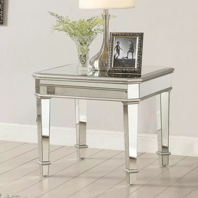 Coaster Square Mirrored End Table Silver