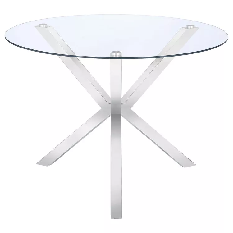 Coaster Vance Glass Top Dining Table with X-cross Base Chrome