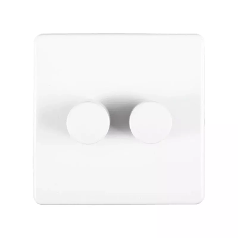 Concealed 3mm 2 Gang Dimmer - Matt White