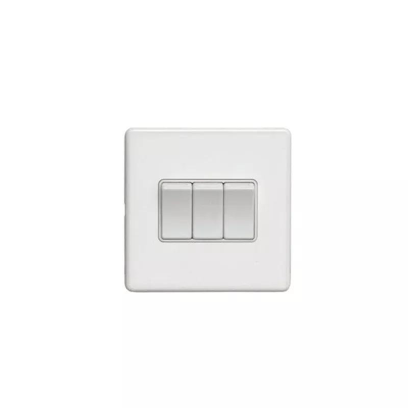 Concealed 3mm 3 Gang Switch - Matt White