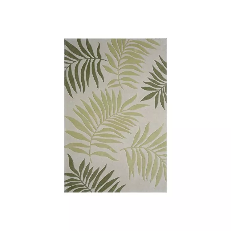 Contemporary Ivory/Multi Wool Pile Small Rectangle Rug 5'6x3'6