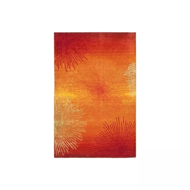 Contemporary Rug - Soho Wool/Viscose Pile -Rust/Multi