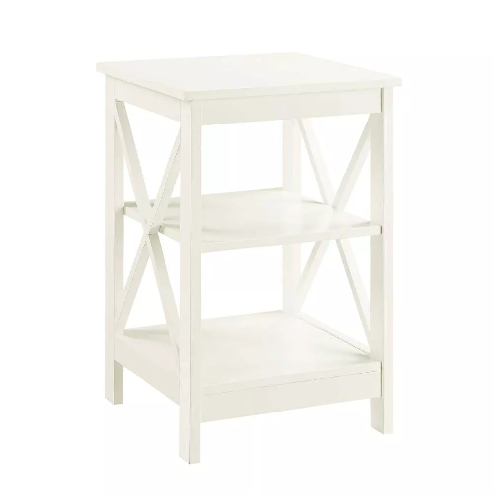 Convenience Concepts Oxford End Table with Shelves Ivory