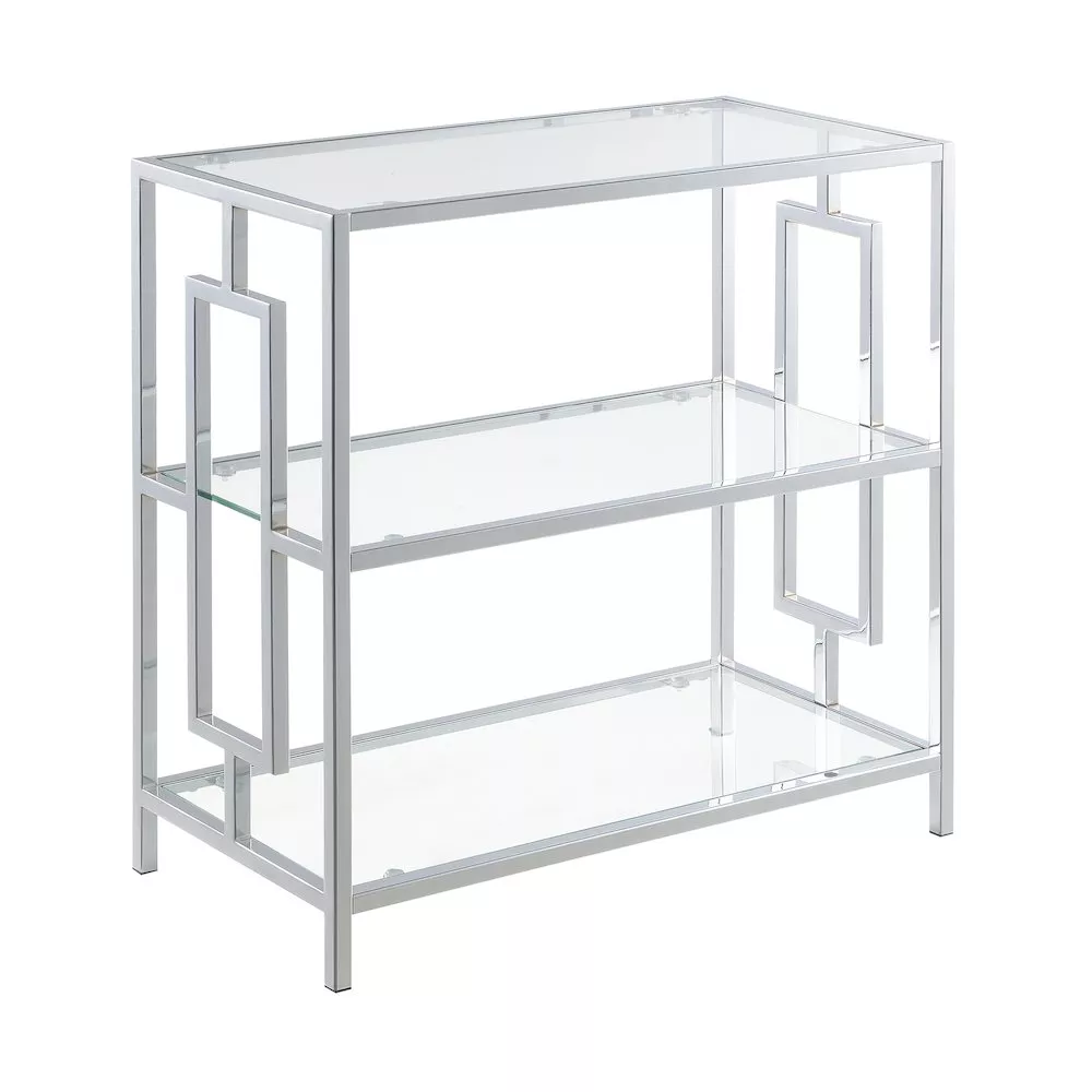 Convenience Concepts Town Square Chrome 3 Tier Chairside End Table