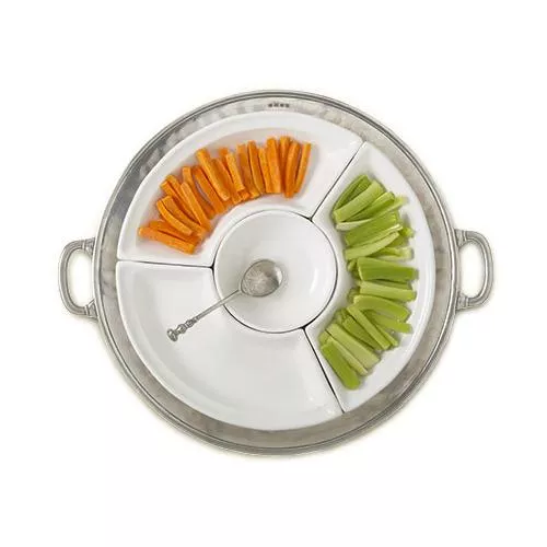 Convivio Round Sectional Platter with Handles by Match Pewter