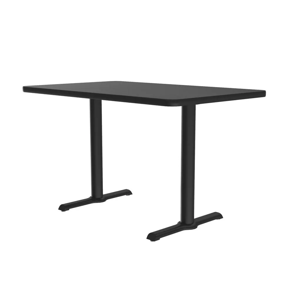 Correll Table Height Deluxe High-Pressure Café and Breakroom Table 30x60, RECTANGULAR GRAY GRANITE, BLACK