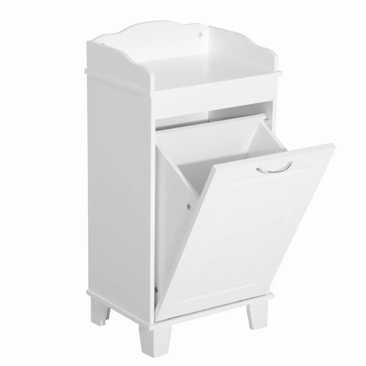 Country-Style Laundry Solution: 31" White Tilt-Out Hamper with Storage