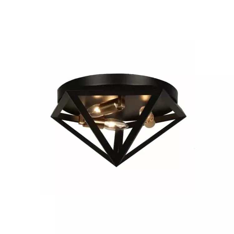 Dainolite Antique Brass Flush Mount Light 3 Light Fixture