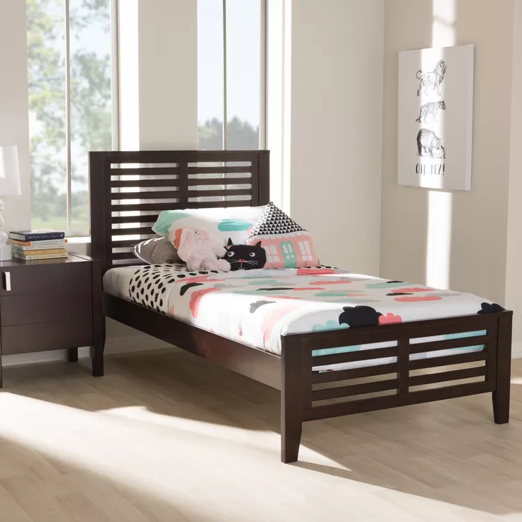 Dark Brown Mission Style Twin Platform Bed