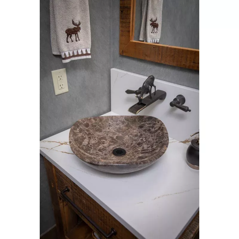 Dark Emperador Marble Freeform Vessel Sink
