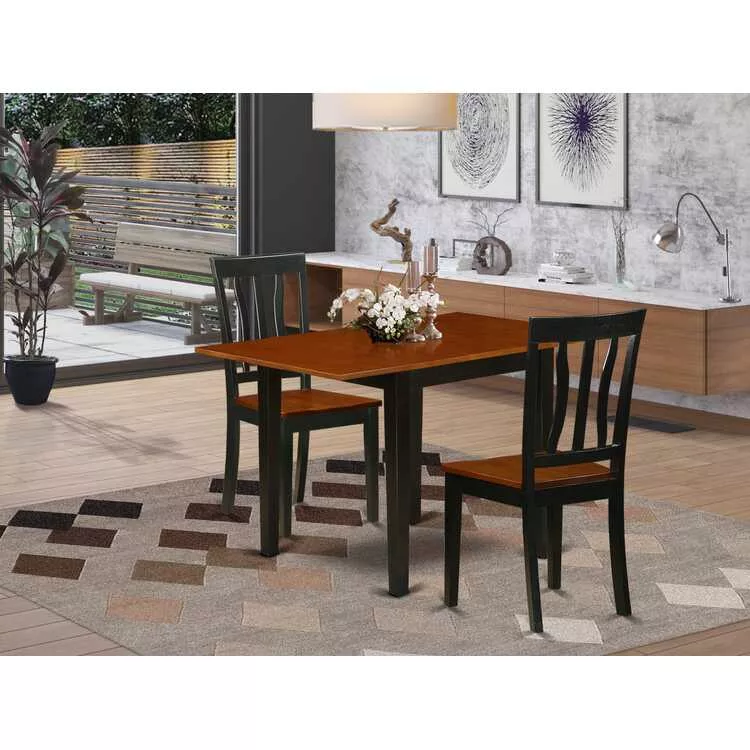 Dining Set 3 Piece - Cherry & Black Finish