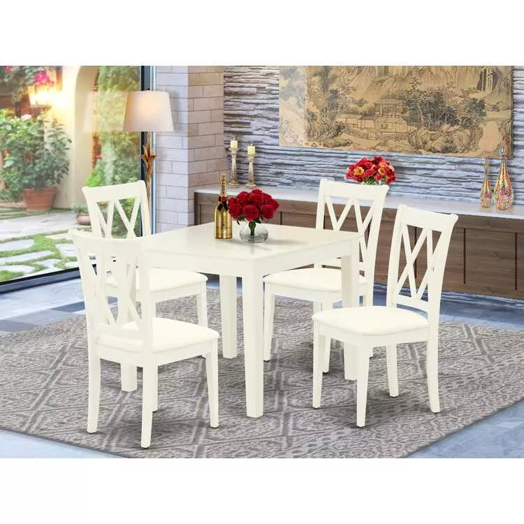 Dining Set Linen White Finish 5 Piece