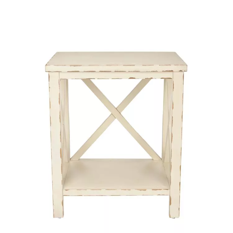 Distressed Cream Pine End Table - Safavieh
