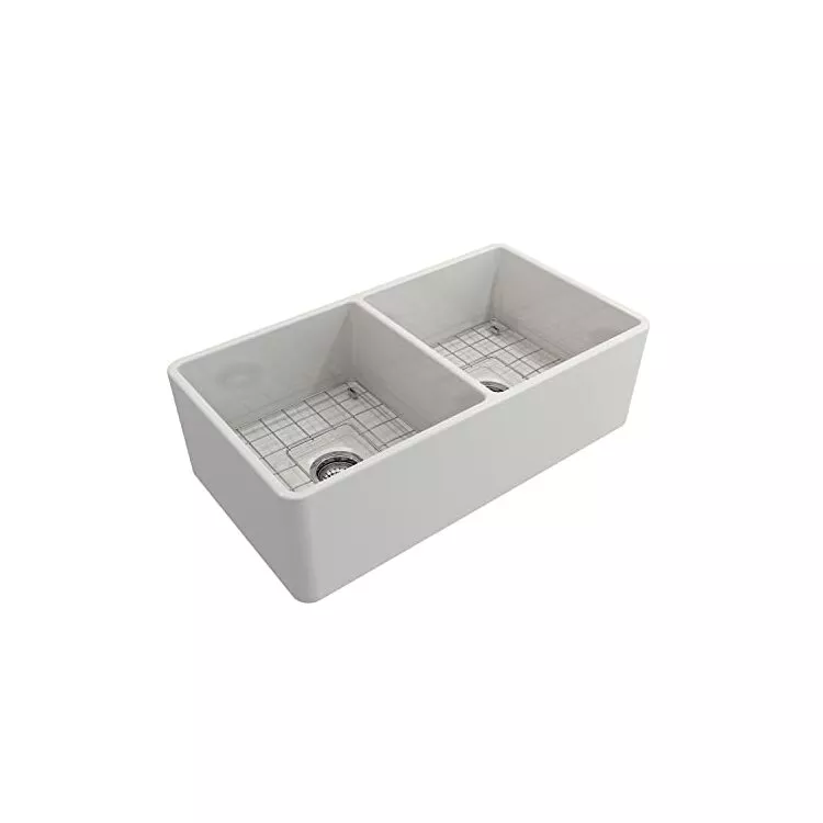 Double Well Fireclay Farmhouse Sink 33 Solid Construction - Barclay Products