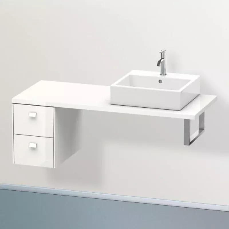 Duravit Brioso low cabinet for countertop with 2 pull-out compartments wei hochglanz, Griff wei hochglanz