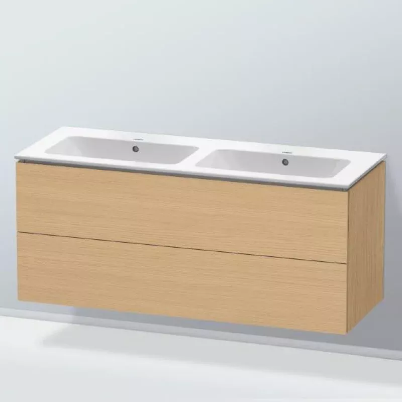 Duravit ME by Starck double washbasin with L-Cube vanity unit with 2 pull-out compartments