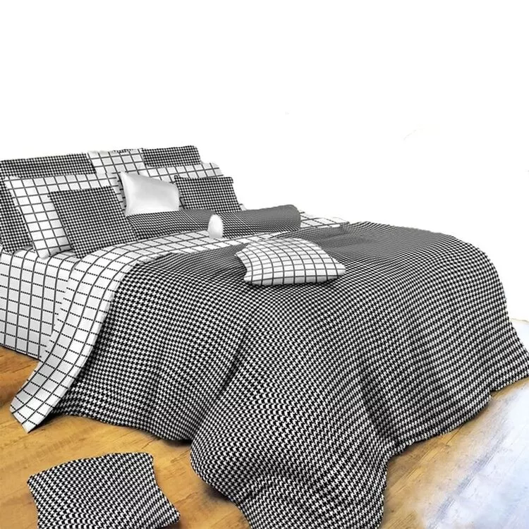 Duvet Cover Sheets Set, Black & White Check