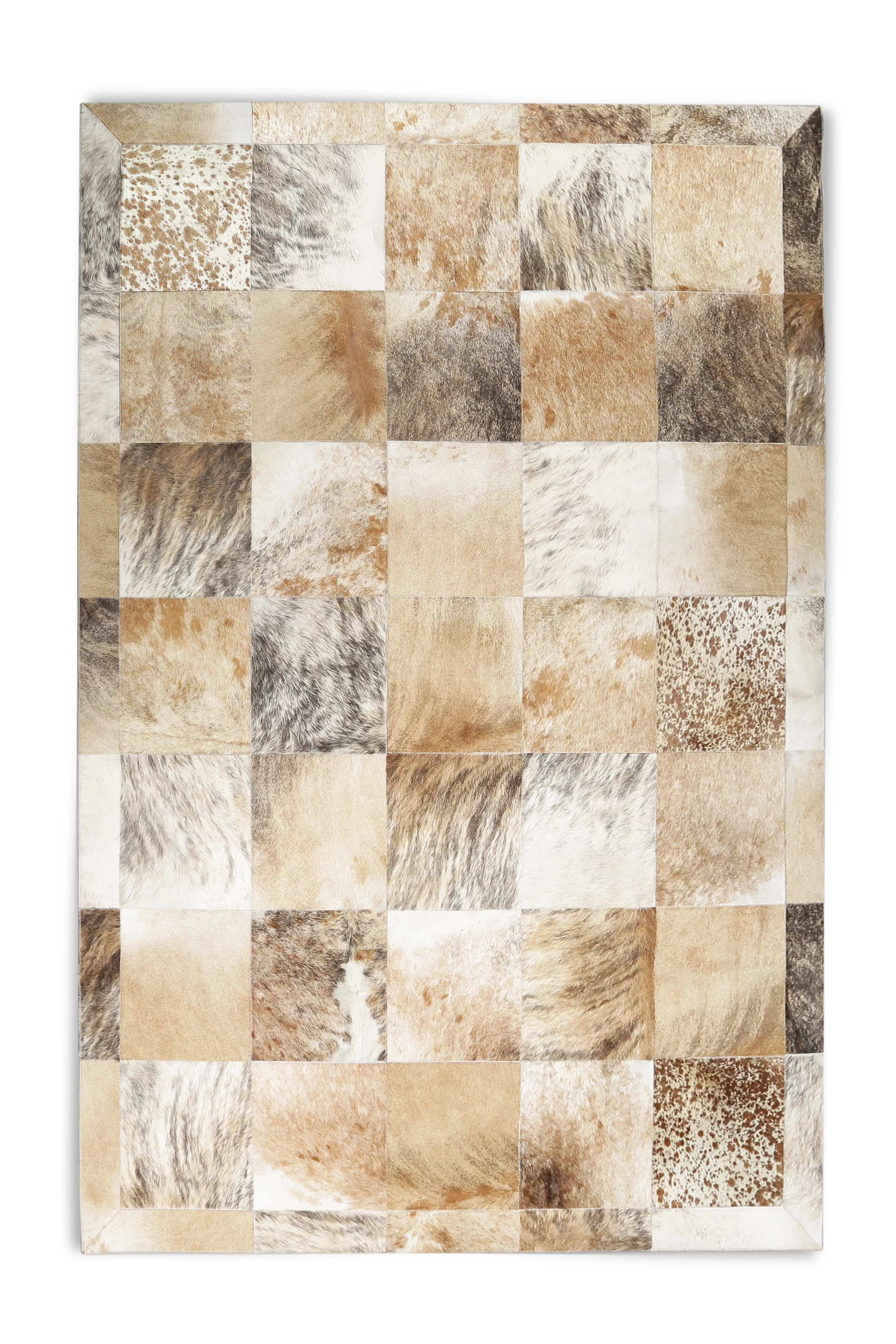 Earth Tones Cowhide Patchwork Rug