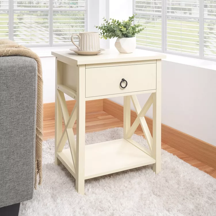 Eily Wooden Floor Shelf End Table with Storage