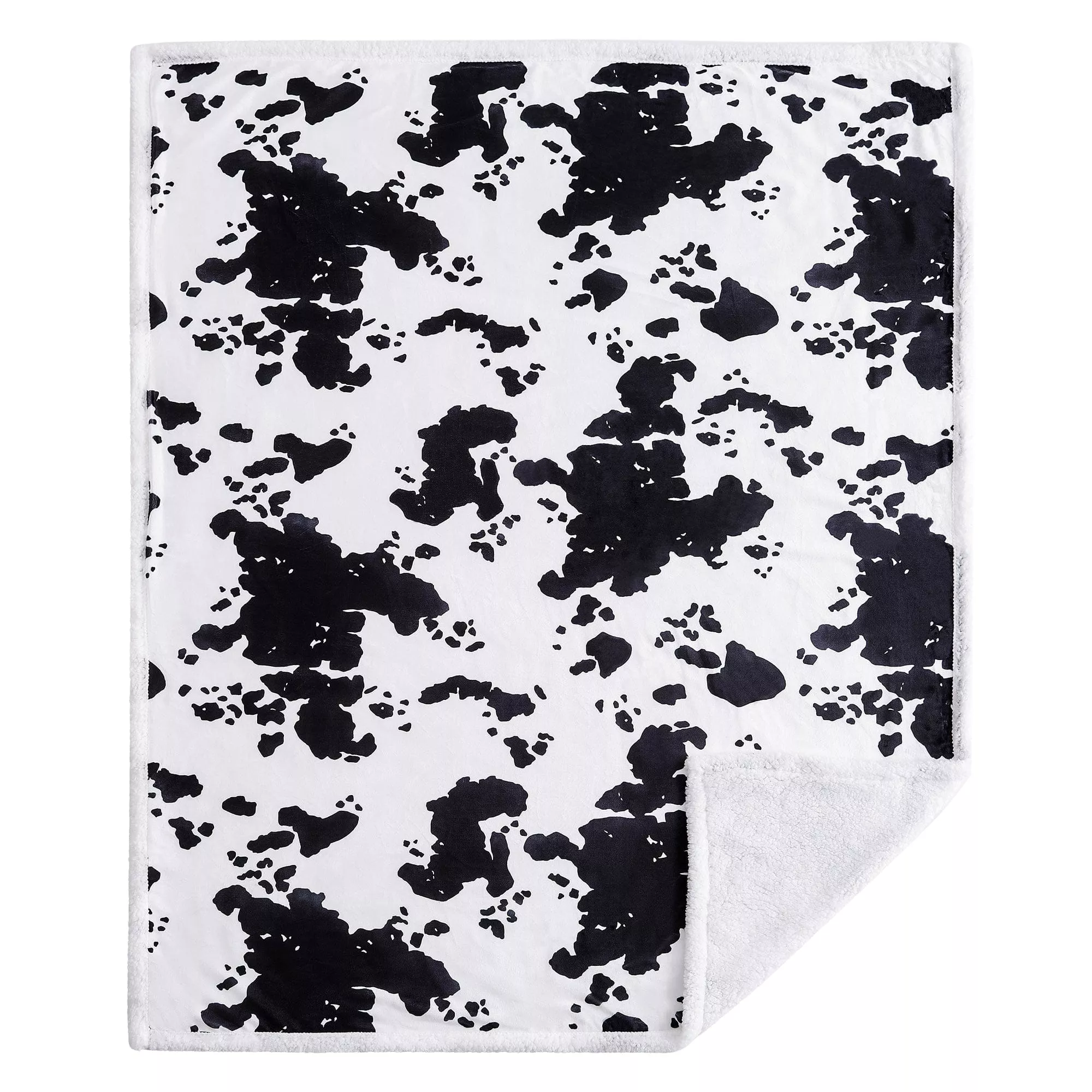 Elsa Cowhide Campfire Black Sherpa Throw