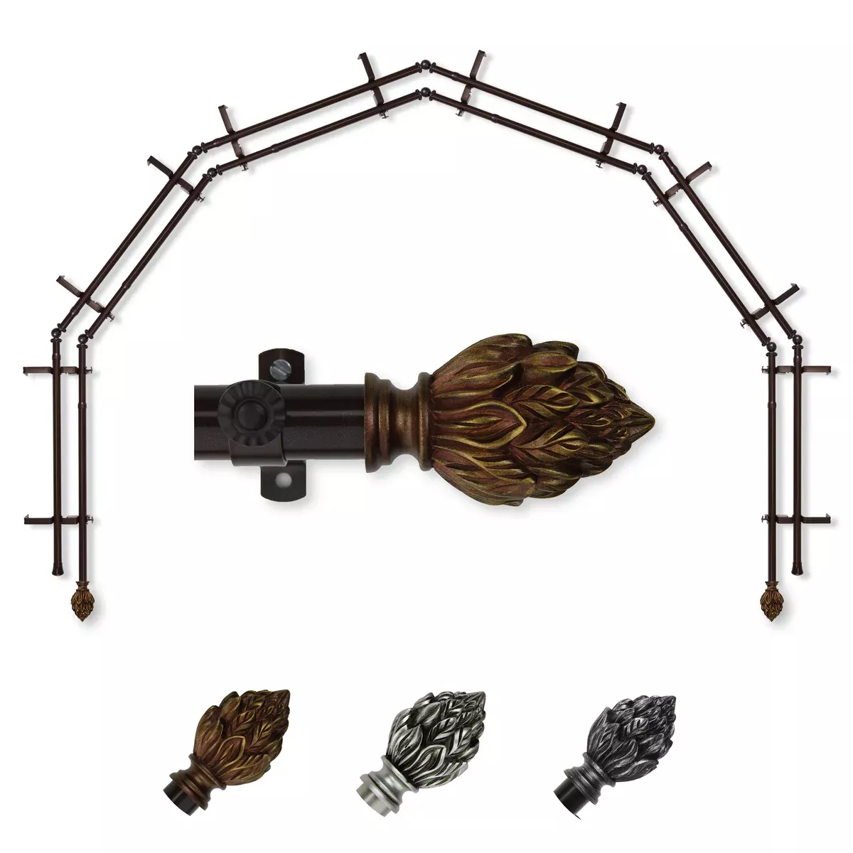 Ember 13/16" 6-Sided Double Bay Curtain Rod