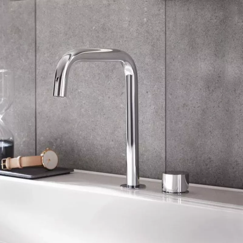 Emco Asis two hole basin fitting with always-open waste valve