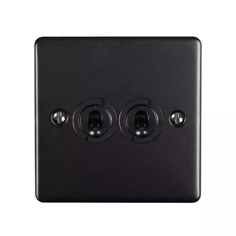 Enhance Decorative 2 Gang Toggle Switch - Matt Black