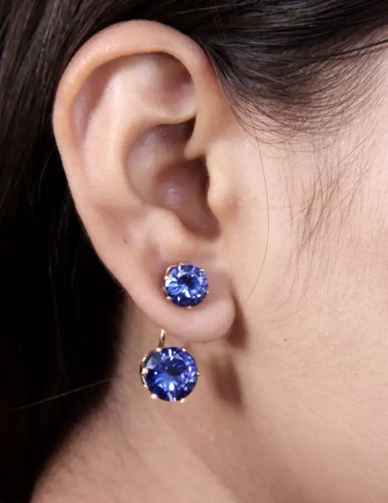 Enhanced Gold Toned Stone Frame Stud Earrings