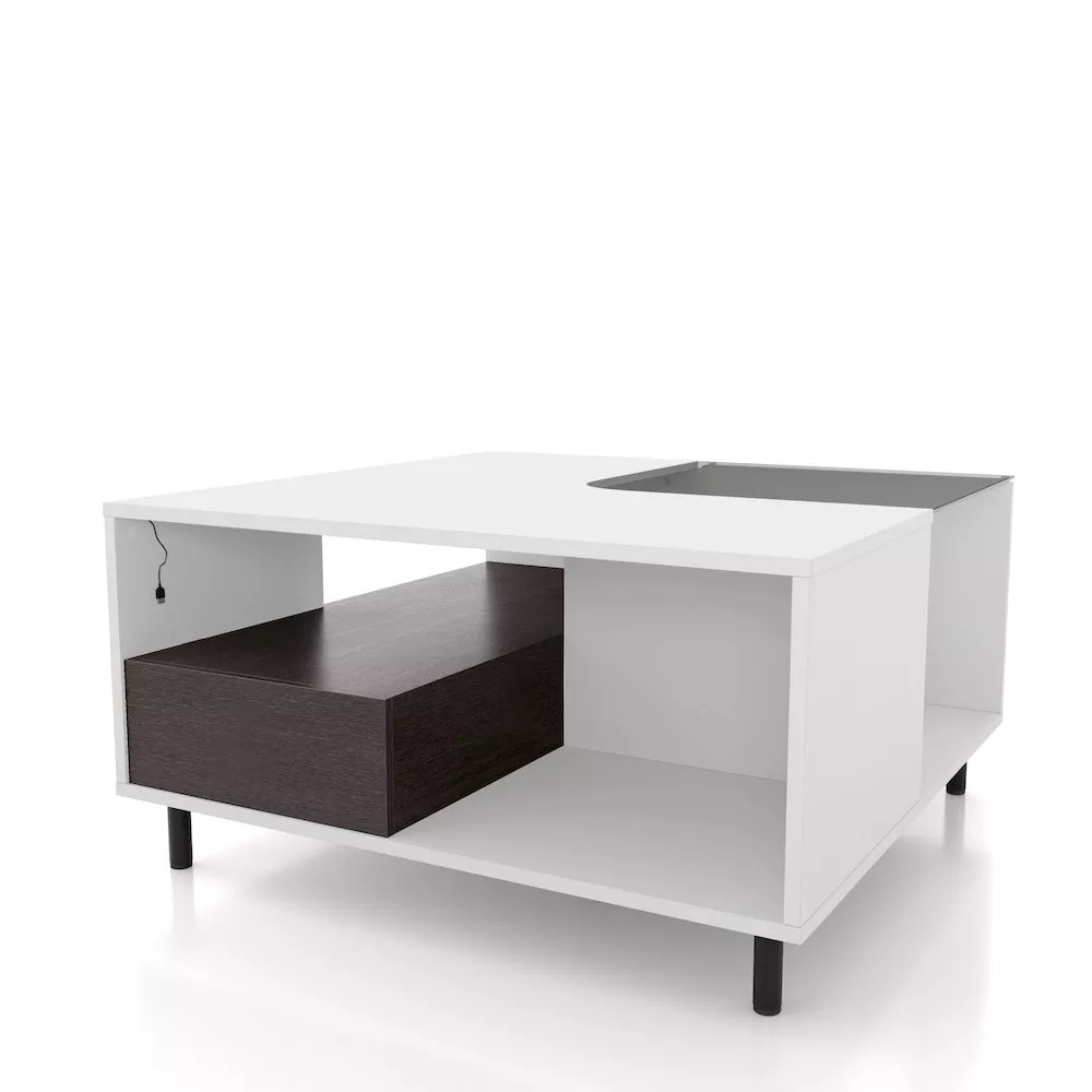 ENITIAL STAR Bera Square LED Storage Coffee Table in White
