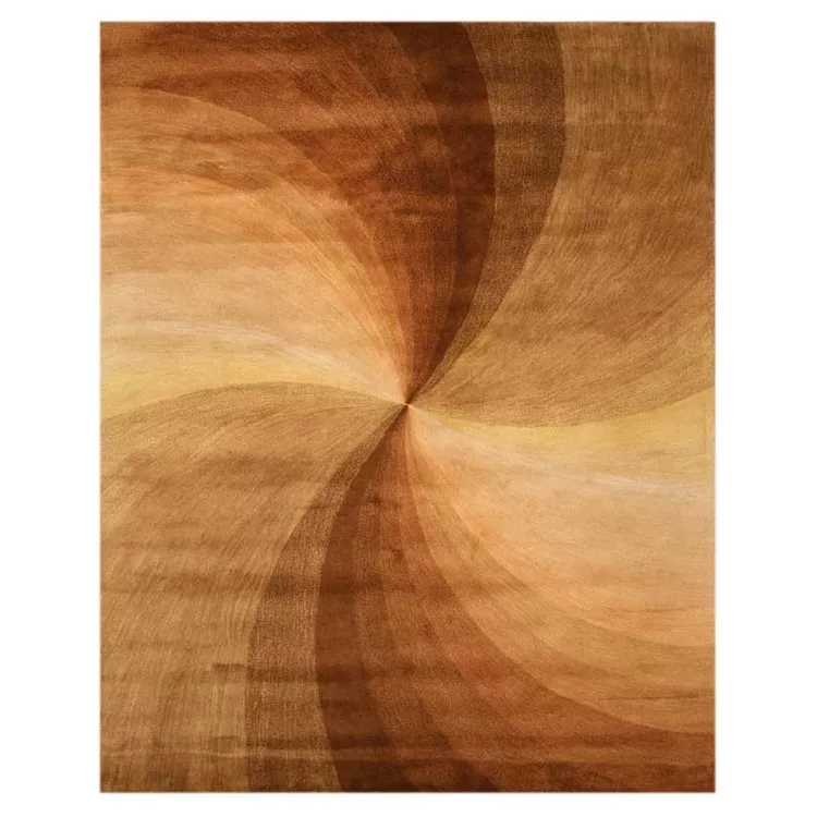 EORC Round Wool Area Rug - 6ft Brown Swirl Design
