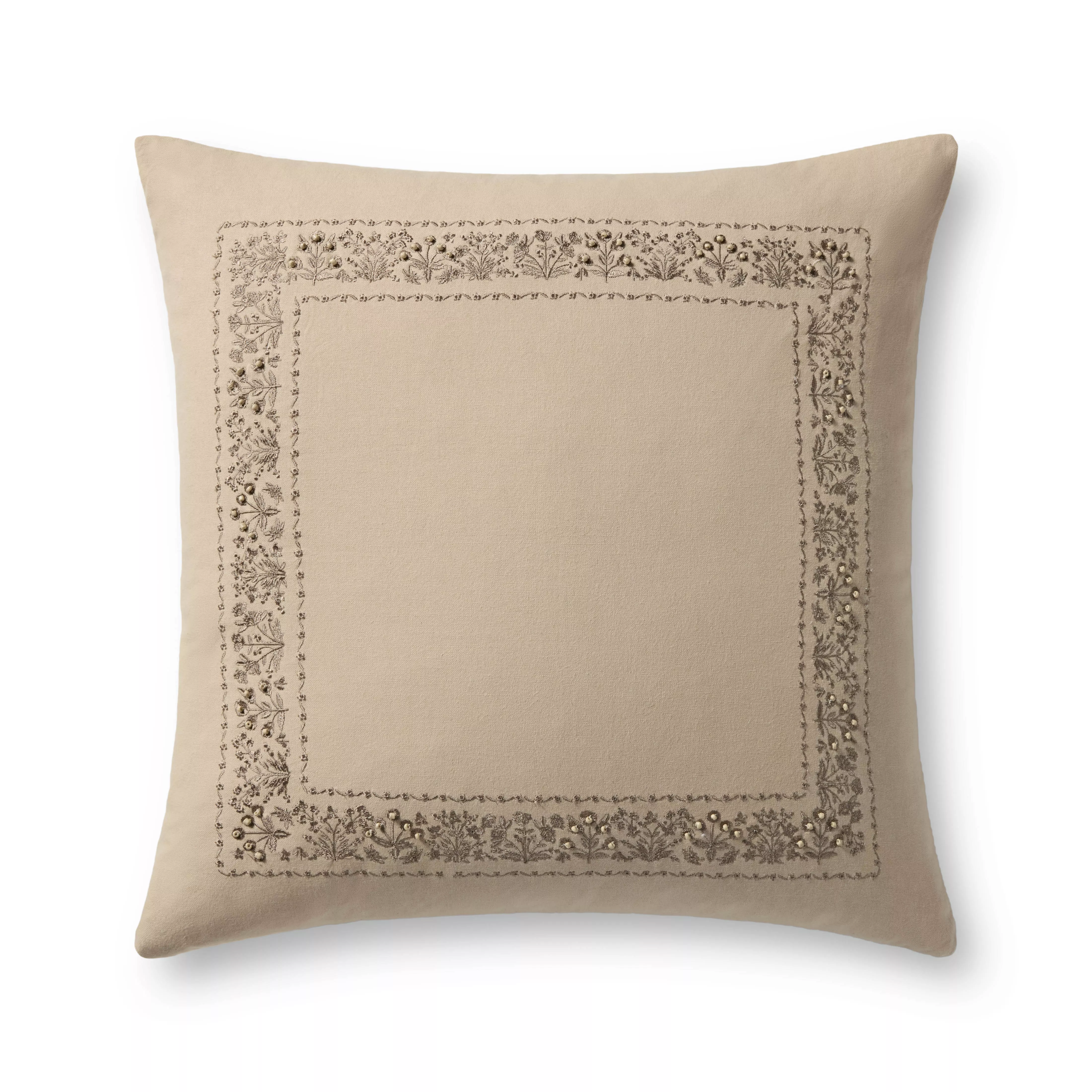 Estee Border Cream 22''x22'' Cover w/Down Pillow