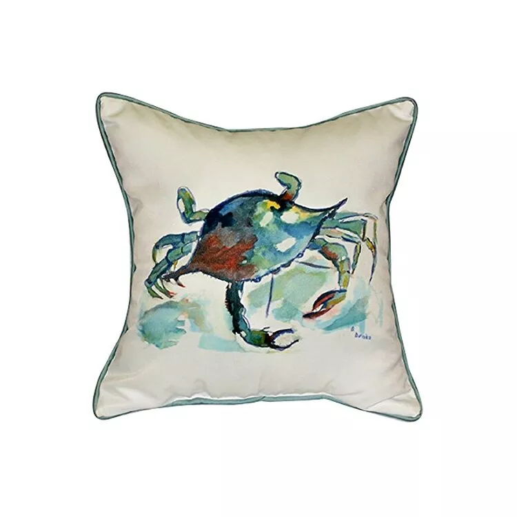Extra Large Square Blue Brown Polyester Throw Pillow Cover & Insert - Betsy Drake Interiors