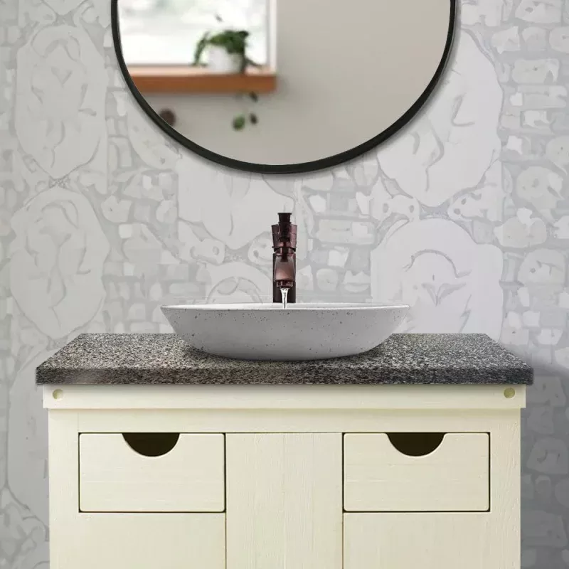 Faper Round Cast Concrete Vessel Sink - Light Grey