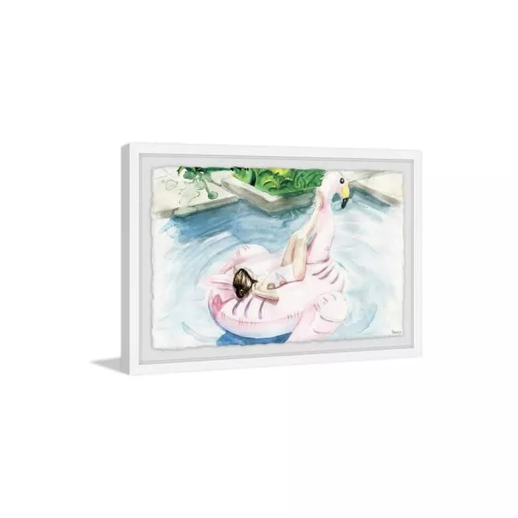 Flamingo Floater Framed Painting Print