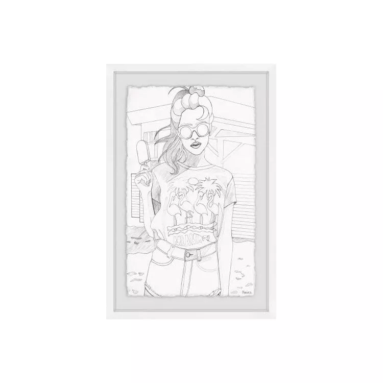 Flamingo Popsicle Framed Painting Print